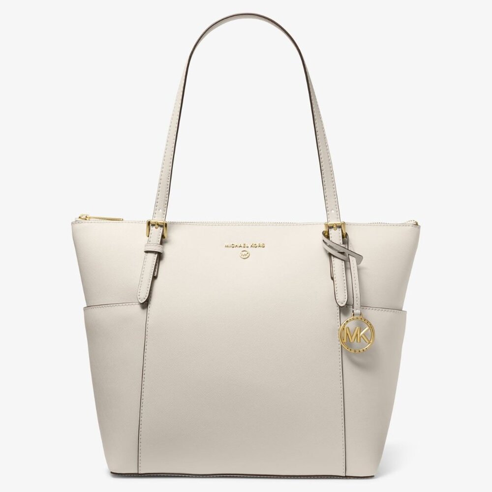 MICHAEL Michael Kors Large Saffiano Leather Top-Zip Tote Bag Cream - Picture 2 of 9